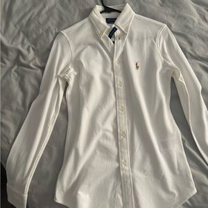 Ralph Lauren White Button-Down Shirt with Polo Pony Logo